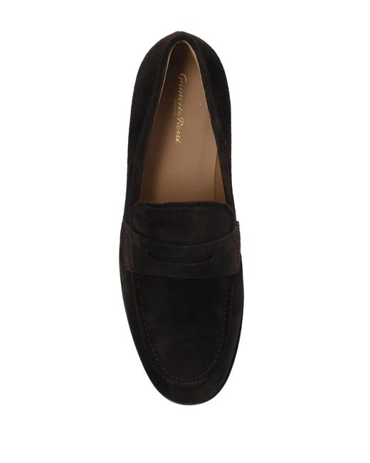 Gianvito Rossi Black George Penny-slot Suede Loafers for men