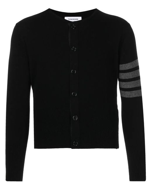 Thom Browne Black 4-Bar Stripe Button-Up Cardigan for men