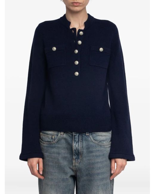 Zadig & Voltaire Blue Button-Detail Jumper