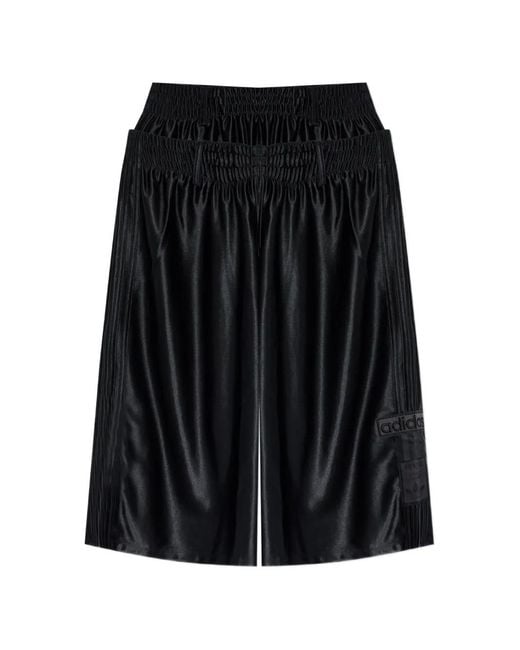 Adidas Black Logo-Patch Satin-Finish Shorts