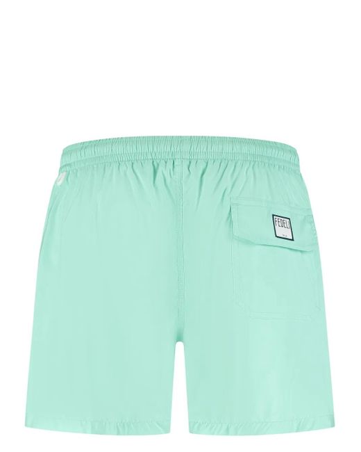 Fedeli Green Logo-Patch Swim Shorts for men