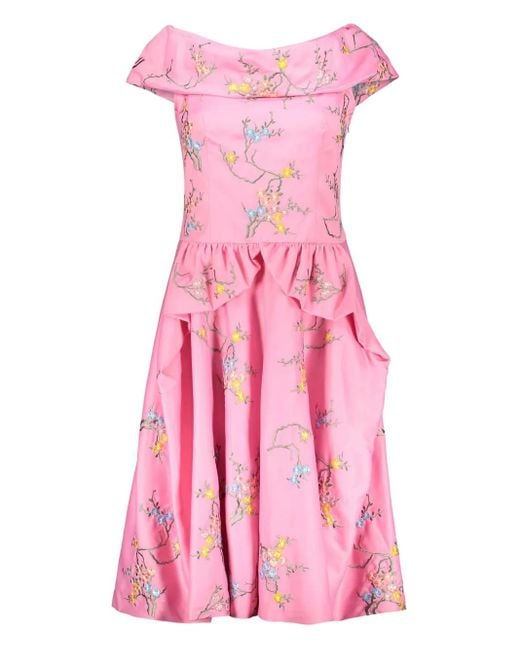 Moschino Pink Dress With Floral Embroidery