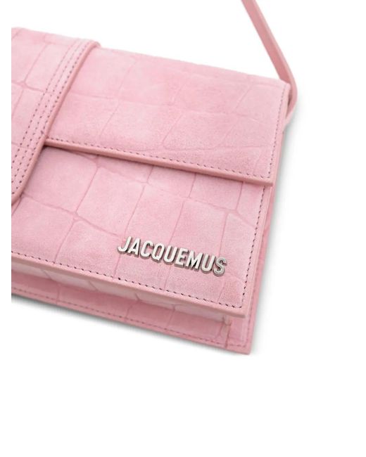 Jacquemus Pink Croc-Effect Leather Shoulder Bag
