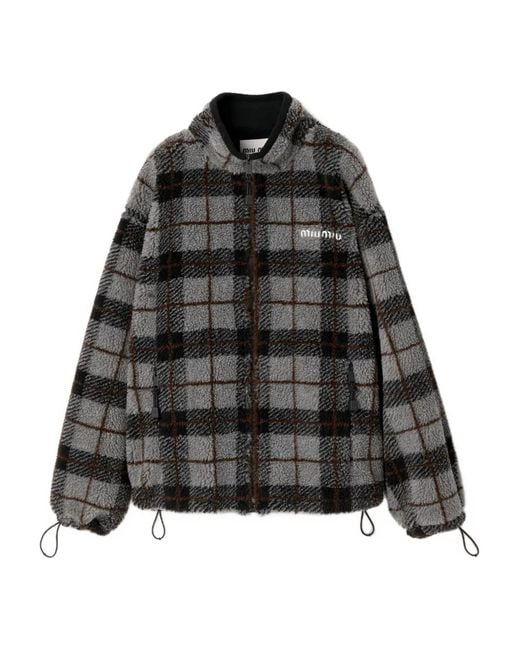 Miu Miu Black Teddy Checked Jacket