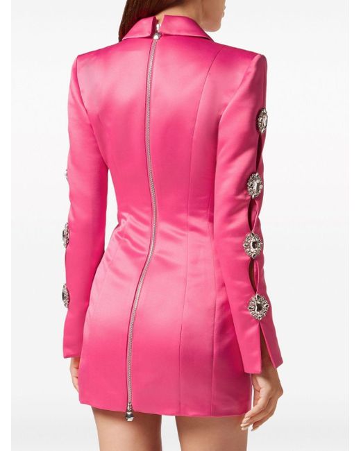 Philipp Plein Pink Crystal-embellished Mini Dress