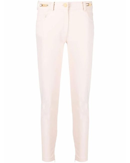 Elisabetta Franchi White Logo-Plaque Detail Trousers