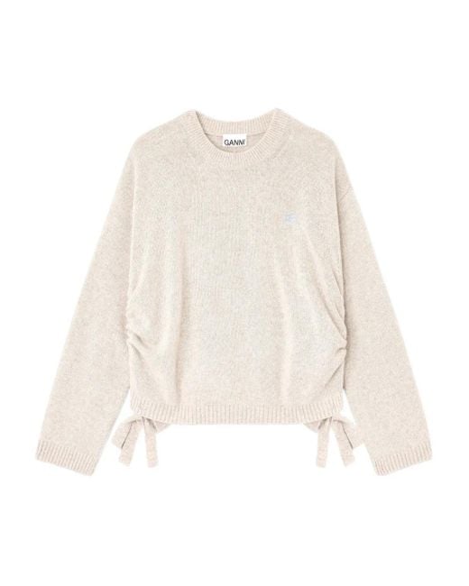 Ganni White Drawstring Sweater