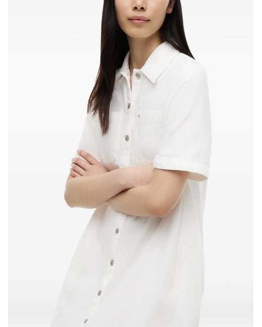 Tommy Hilfiger White Button-Up Short-Sleeve Mini Dress