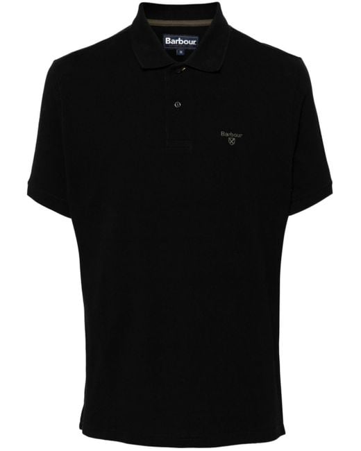 Barbour Black Logo-embroidered Cotton Polo Shirt for men