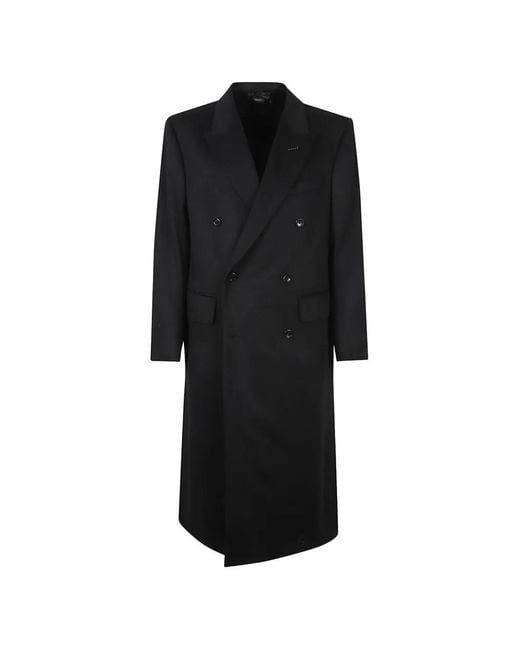Tom Ford Black Double Splittable Wool Coat for men