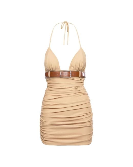 MEDEA Natural Ruched Mini Dress