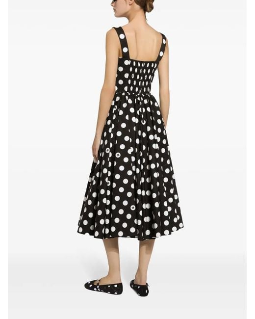 Dolce & Gabbana Midi-Jurk Met Stippen in het White
