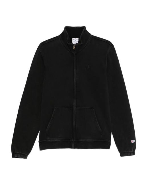 Champion Black Zip-Up High-Neck Sweatshirt for men