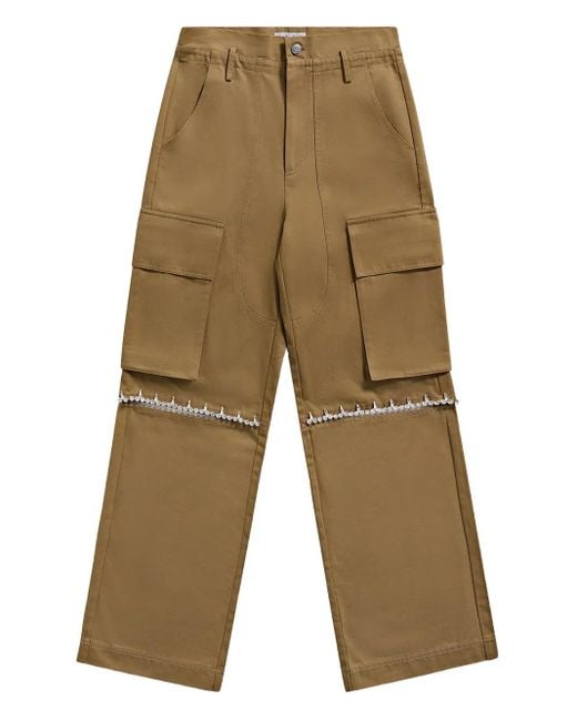 Area Green Crystal-Embellished Cargo Pants