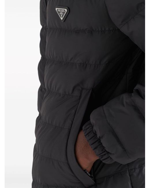 Prada Blue Triangle-logo Quilted Down Jacket for men