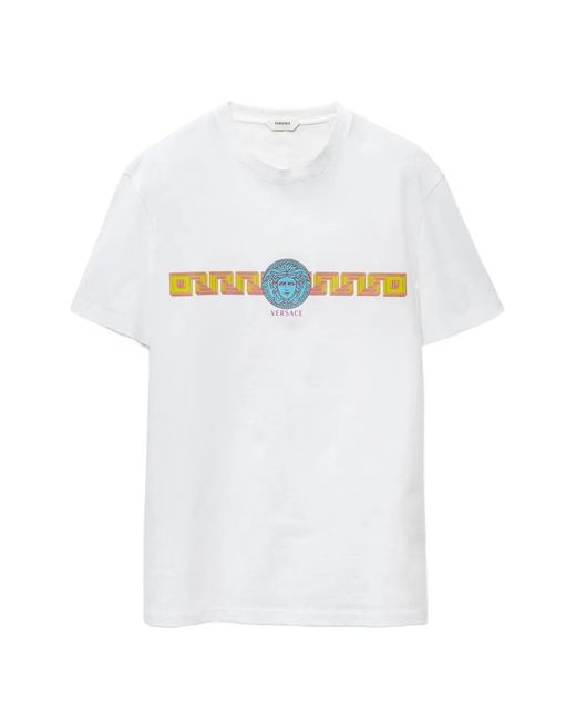 Versace White Printed Cotton-Jersey Slim T-Shirt for men