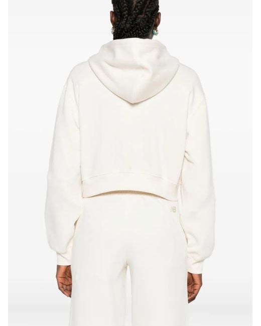 New Balance White Embroidered Zip-Up Hoodie