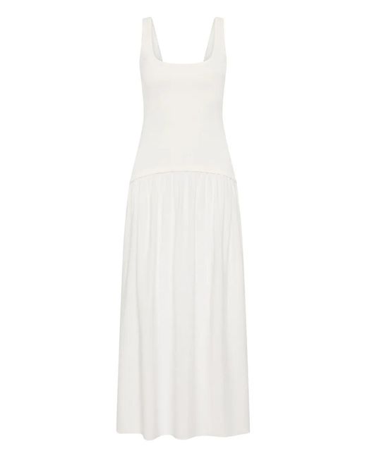 Rebecca Vallance White Kristen Midi Square Neck Dress