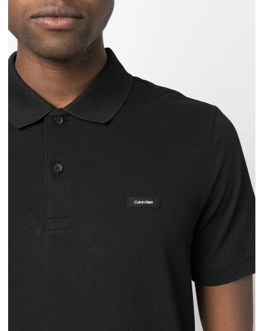 Calvin Klein Black Logo Short-Sleeved Polo Shirt for men