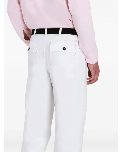 Fortela White Patch-Pocket Trousers for men