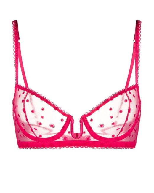 Le Petit Trou Embroidered U-shaped Underwire Bra in Pink | Lyst
