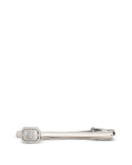Tateossian White Halo Rectangular Crystal-Embellished Tie Clip for men