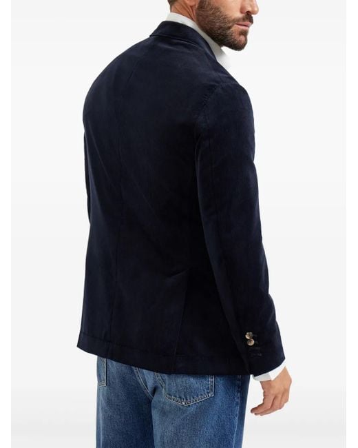 Brunello Cucinelli Fluwelen Blazer Met Twee Knopen in het Blue voor heren