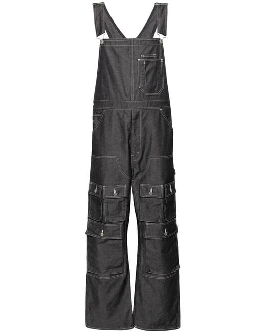 Junya Watanabe Gray Cargo-Pockets Denim Overalls for men