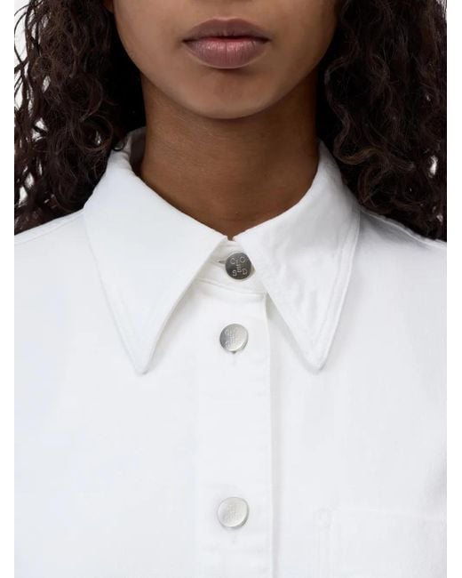 Closed White Button-Down Chest-Pocket Jacket