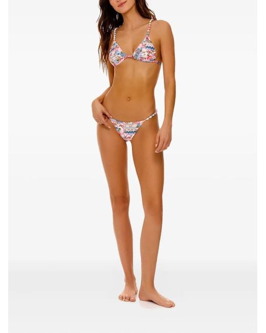 Agua Bendita Blue Belle Floral-Print Bikini Top