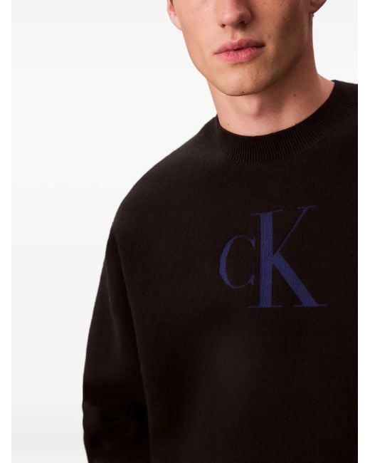 Calvin Klein Black Monogram Logo Sweater for men