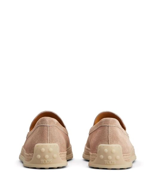 Tod's Natural Logo-Debossed Leather Loafers