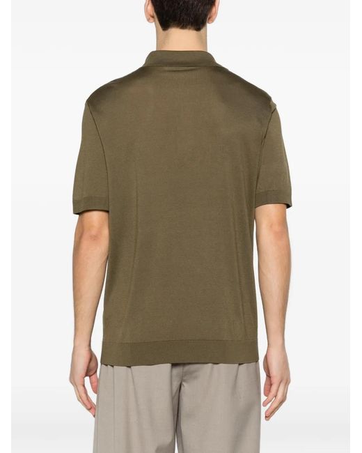 Kiton Green Polo Boutonné À Poche Poitrine for men