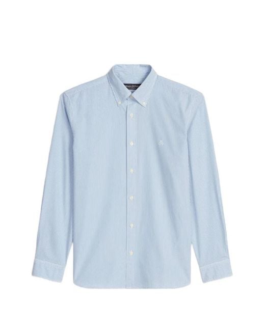 Marc O' Polo Blue Stripe-Pattern Button-Down Shirt for men