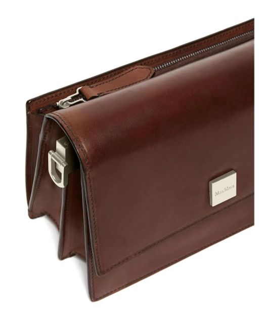Max Mara Brown Small Biancaroughs Leather Shoulder Bag