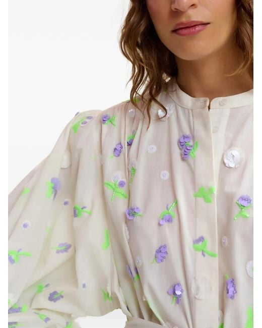 Essentiel Antwerp White Floral-Pattern Mini Dress