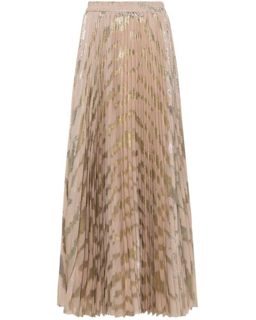 Styland Natural Metallic-detailed Pleated Maxi Skirt