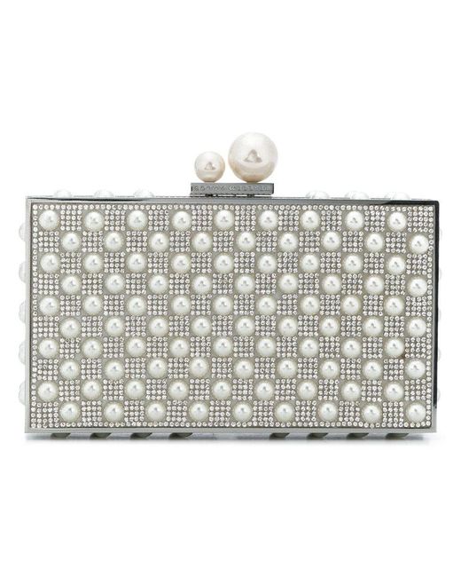 Sophia Webster Gray Pearl Accented Clutch Bag