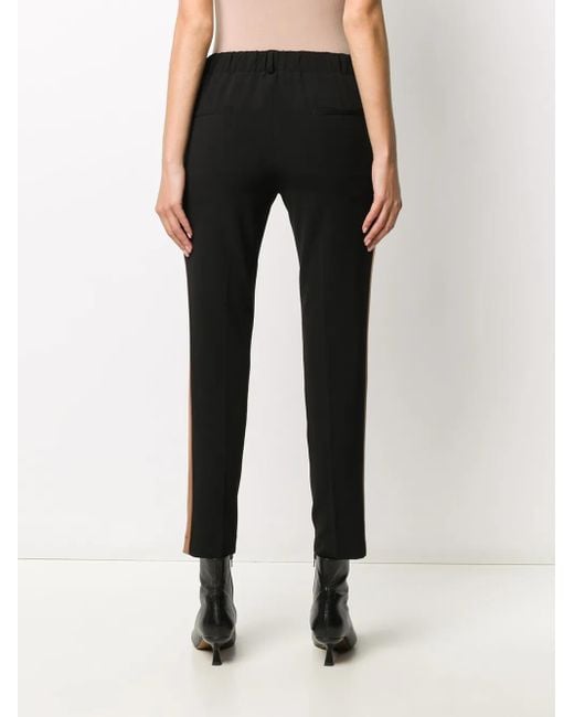Blanca Vita Black Side-Strip Slim Trousers