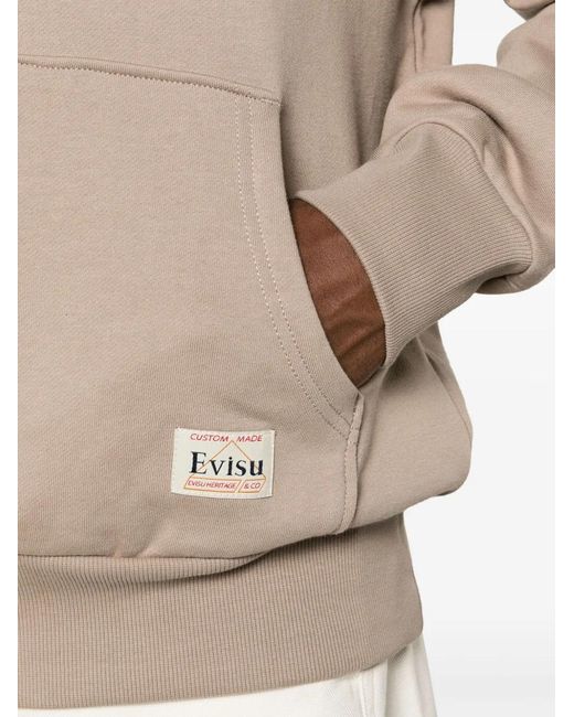 Evisu Natural Logo-Patch Cotton Hoodie for men
