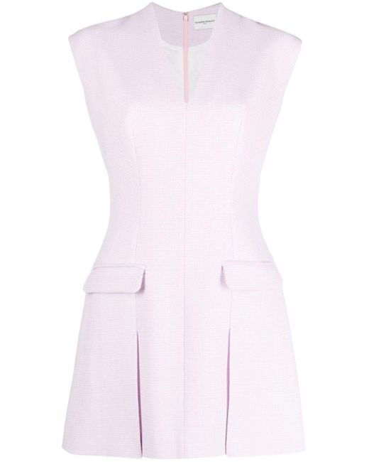 Claudie Pierlot Pink Plaid-pattern Bouclé Tweed Dress