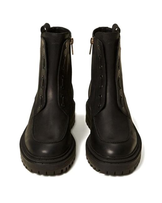Twinset Black Lace-Up Chunky Boots