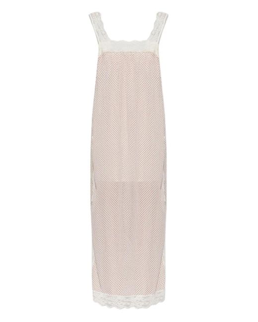 Vestido midi Marlowe con motivo de lunares Posse de color White