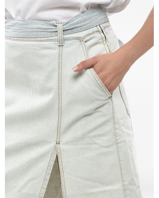 Stella McCartney Blue Belted Front-Slit Mid Skirt