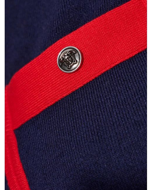 Versace Blue Zip Collared Cardigan