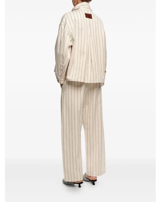 Bimba Y Lola Natural Striped Denim Jacket