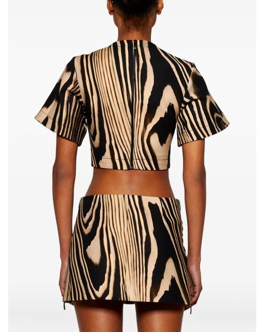 David Koma Black Zebra-Pattern T-Shirt