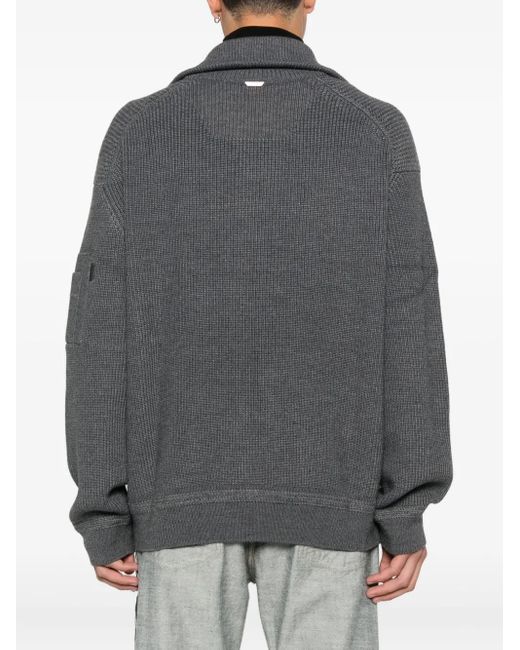 Pull Côtelé À Col Zippé Juun.J pour homme en coloris Gray