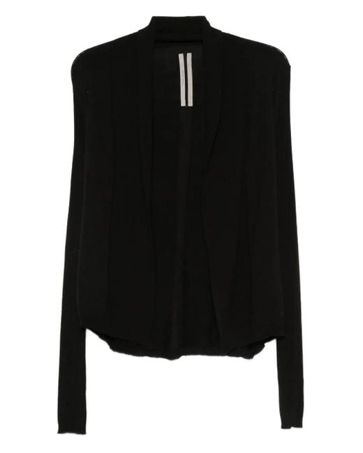 Rick Owens Black Ribbed Open-Front Cardigan