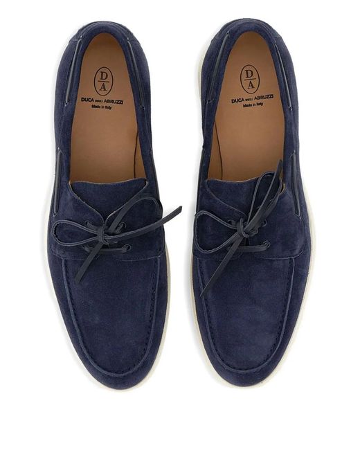 Duca Degli Abruzzi Blue Lace-Up Suede Loafers for men